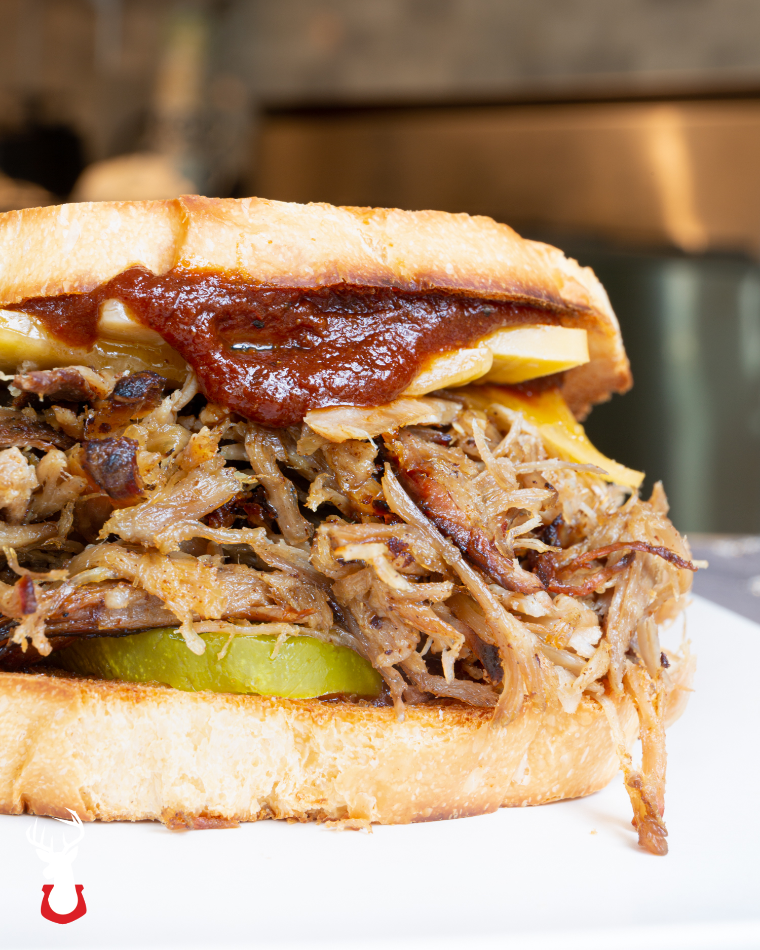 The traditional pulled pork BBQ sandwich is delicious.