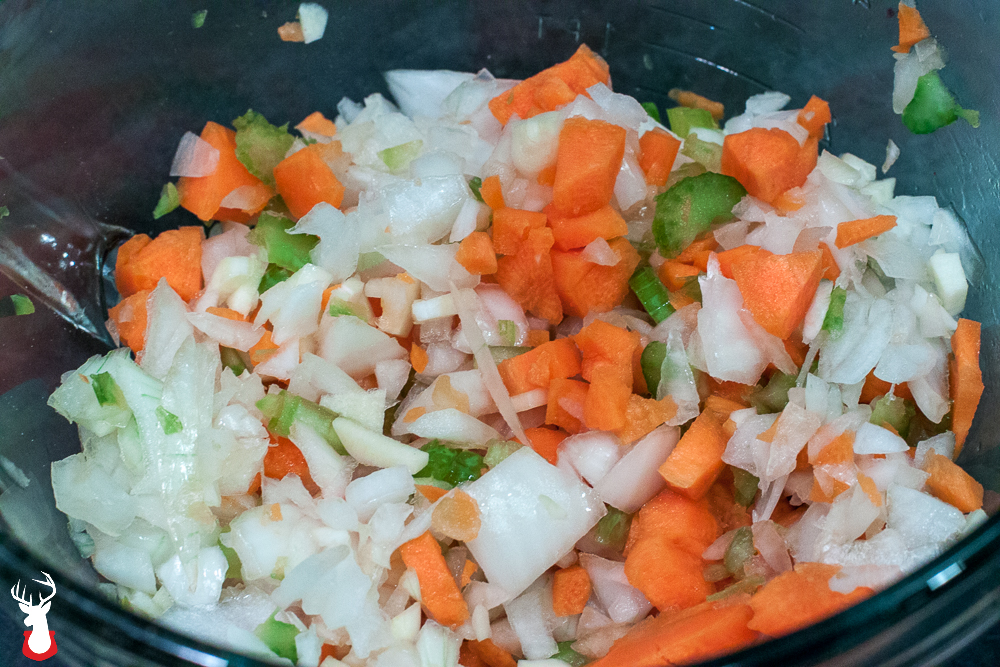 Chopped carrots, onions, garlic and celery