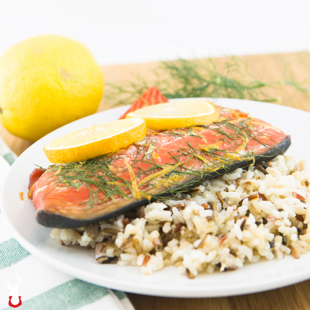 Lemon Dill Salmon Grilled on a Plank