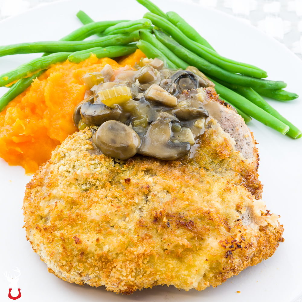 Breaded Pork Chops Sous Vide with Tangy Mushroom Sauce