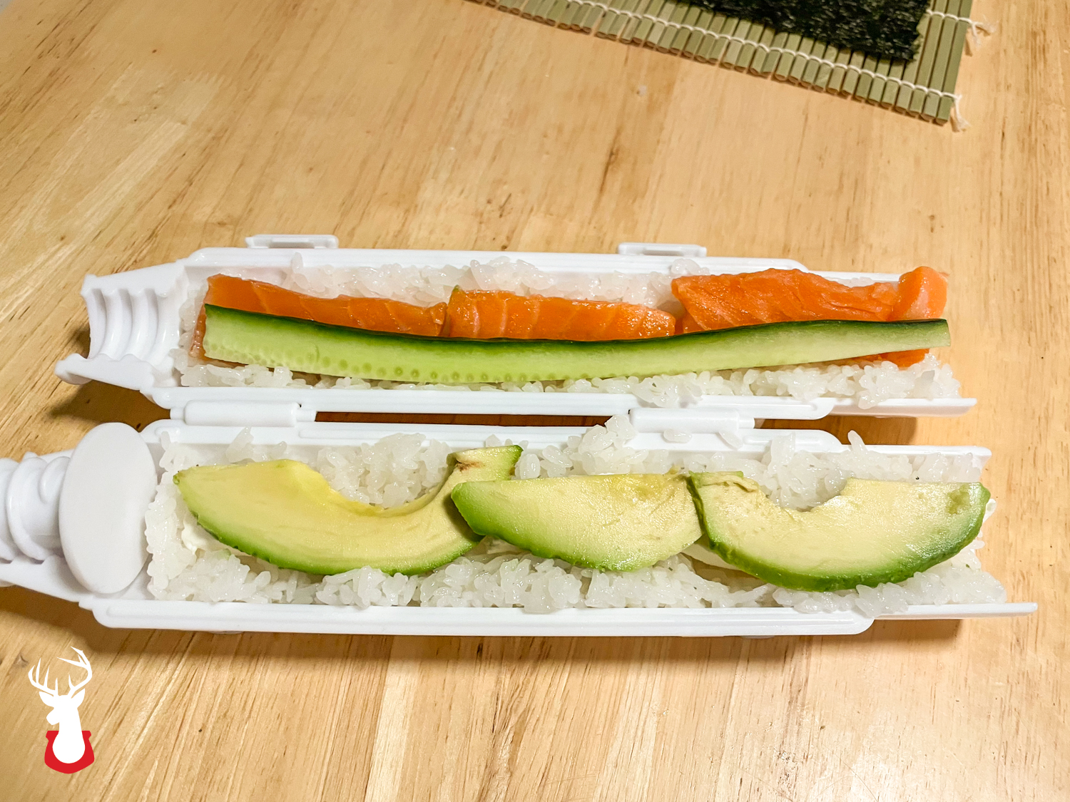 a Philadelphia roll with raw salmon, cucumber and avocado